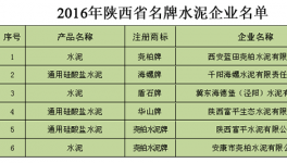 陕西省名牌产品，六家水泥企业上榜