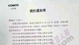 11月第一轮十几家水泥企业集体涨价(附函）