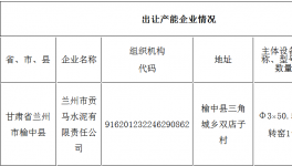 兰州市贡马水泥有限责任公司水泥熟料产能出让的公示