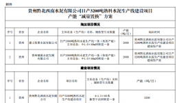 关于贵州黔北西南水泥有限公司日产3200吨 产能置换方案公示