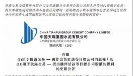 中国天瑞水泥将回购郑州天瑞及大连天瑞相关股权