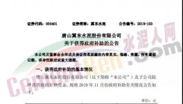 世界第五大水泥生产商1-11月收到5.99亿补助