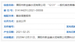 刚刚！金峰水泥1名员工死亡原因查明……