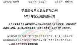 宁夏建材业绩快报：2021年净利同比下降16.96%！